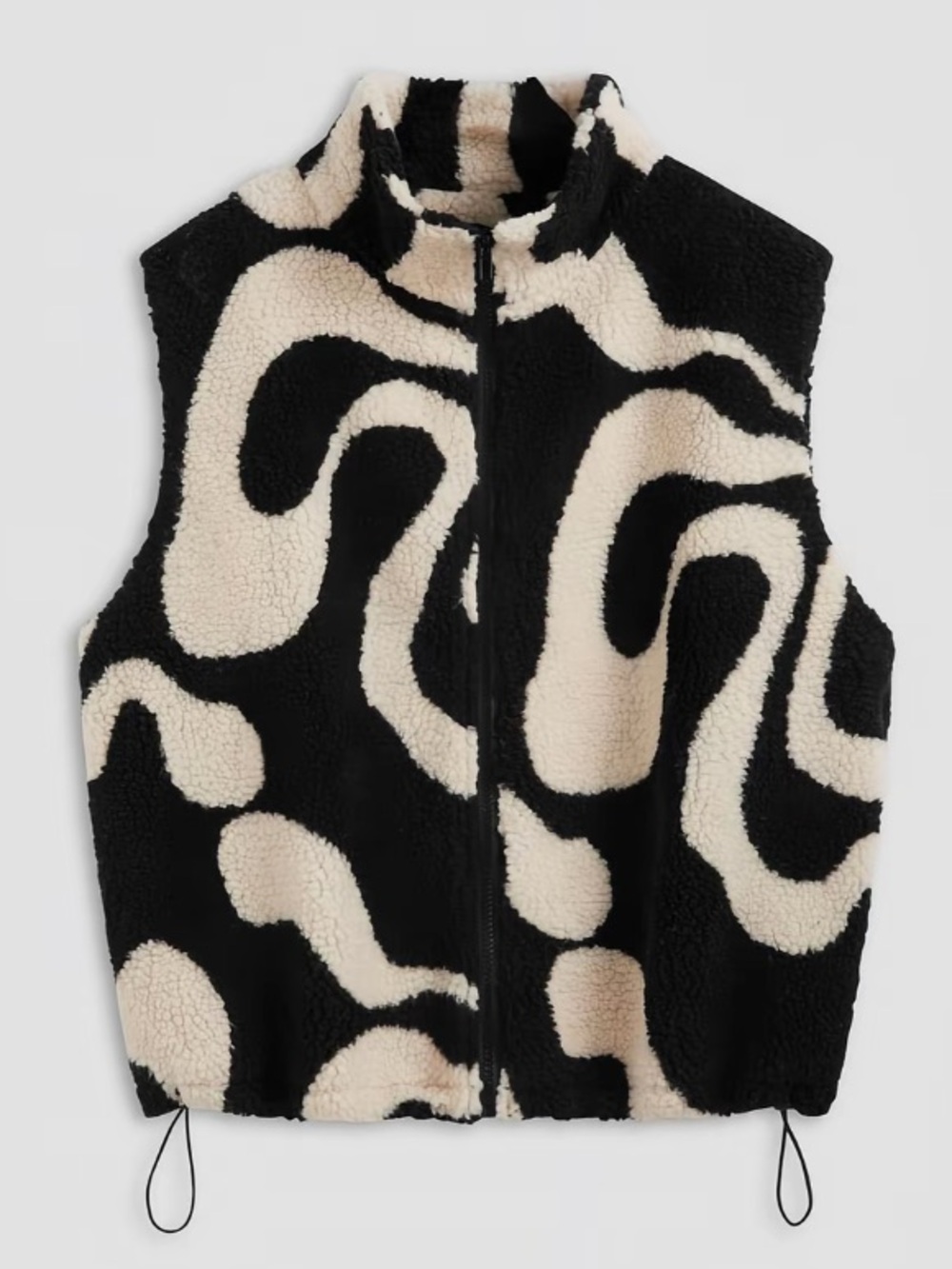 Cider Women’s Black /Cream Sherpa Zip-Front Vest Sz Small NWT